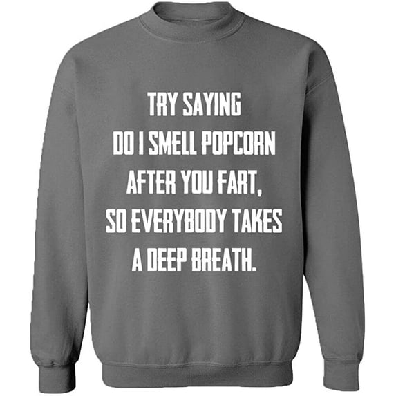 Unisex Crewneck Sweatshirt, Do I Smell Popcorn, Slim Fit, Long Sleeve Sweater - Graphite Heather Large