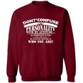 thumbnail image 1 of Unisex Crewneck Sweatshirt, Don't Confuse My Personality, Custom Sweater, Slim Fit, Long Sleeve Sweater - Cardinal Red Medium, 1 of 2