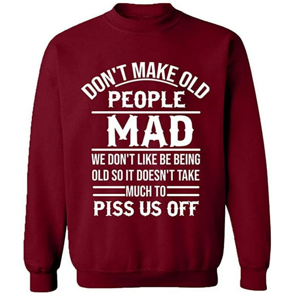 Unisex Crewneck Sweatshirt, Don't Make Old People, Custom Sweater, Slim Fit, Long Sleeve Sweater - Cardinal Red 3X-Large