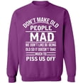 thumbnail image 1 of Unisex Crewneck Sweatshirt, Don't Make Old People, Custom Sweater, Slim Fit, Long Sleeve Sweater - Purple 3X-Large, 1 of 2