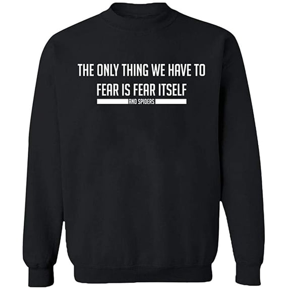 Unisex Crewneck Sweatshirt, Fear is Fear Itself And Spiders, Custom Sweater, Slim Fit, Long Sleeve Sweater - Black Large