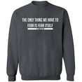 thumbnail image 1 of Unisex Crewneck Sweatshirt, Fear is Fear Itself And Spiders, Custom Sweater, Slim Fit, Long Sleeve Sweater - Charcoal Small, 1 of 2