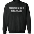 thumbnail image 1 of Unisex Crewneck Sweatshirt, Fear is Fear Itself And Spiders, Custom Sweater, Slim Fit, Long Sleeve Sweater - Dark Heather Large, 1 of 2