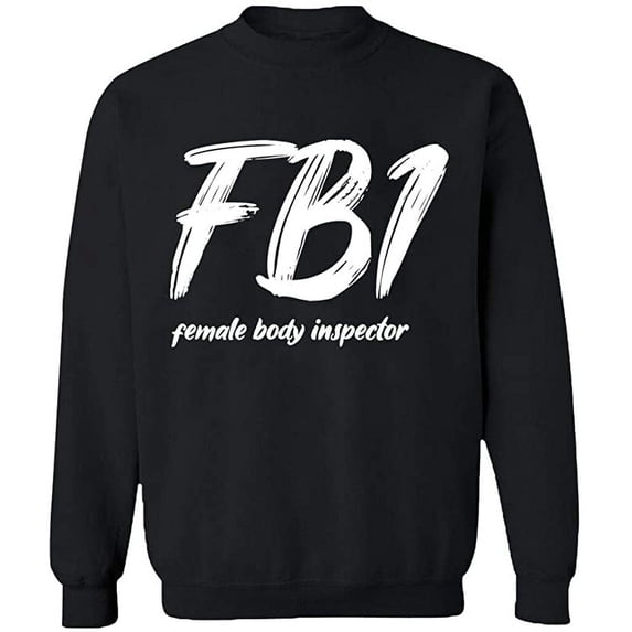Unisex Crewneck Sweatshirt, Female Body Inspector, Slim Fit, Long Sleeve Sweater - Black 2X-Large