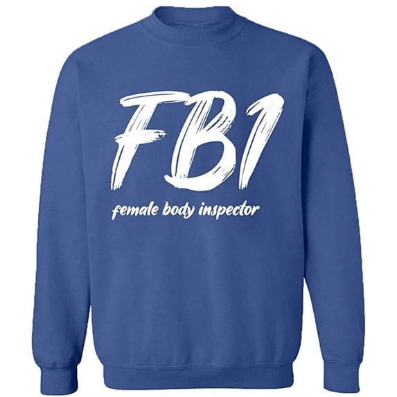 Unisex Crewneck Sweatshirt, Female Body Inspector, Slim Fit, Long Sleeve Sweater - Indigo Blue 3X-Large