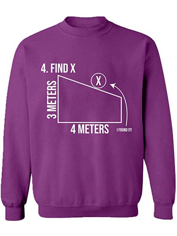 Unisex Crewneck Sweatshirt, Find X Found It Math, Custom Sweater, Slim Fit, Long Sleeve Sweater - Purple Medium