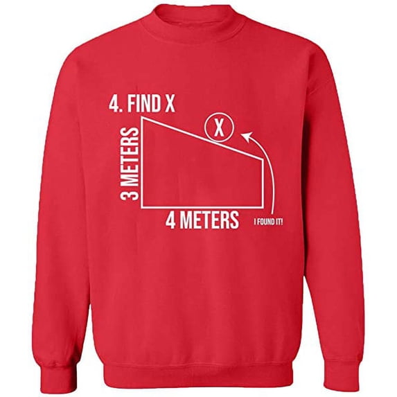 Unisex Crewneck Sweatshirt, Find X Found It Math, Custom Sweater, Slim Fit, Long Sleeve Sweater - Red 3X-Large