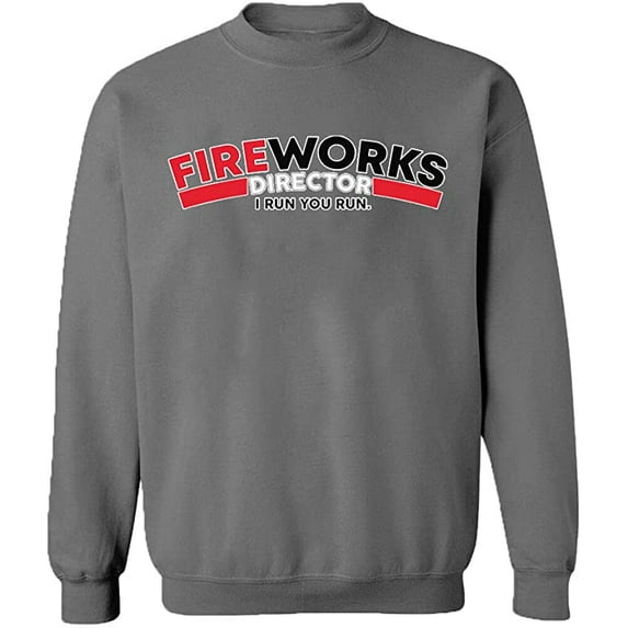 Unisex Crewneck Sweatshirt, Fire Work Director, Slim Fit, Long Sleeve Sweater - Graphite Heather Large