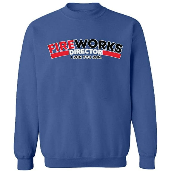 Unisex Crewneck Sweatshirt, Fire Work Director, Slim Fit, Long Sleeve Sweater - Indigo Blue Large