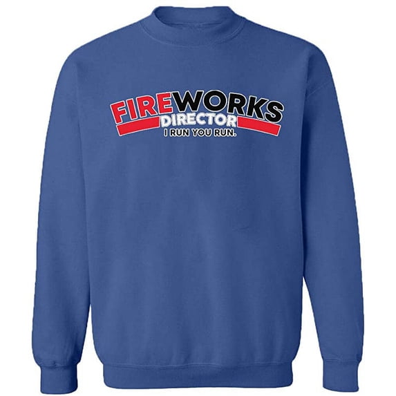 Unisex Crewneck Sweatshirt, Fire Work Director, Slim Fit, Long Sleeve Sweater - Indigo Blue X-Large