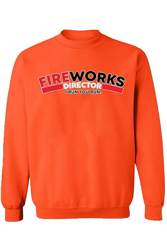 Unisex Crewneck Sweatshirt, Fire Work Director, Slim Fit, Long Sleeve Sweater - Orange Medium