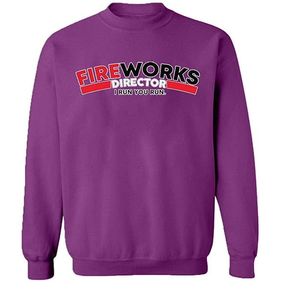 Unisex Crewneck Sweatshirt, Fire Work Director, Slim Fit, Long Sleeve Sweater - Purple Large