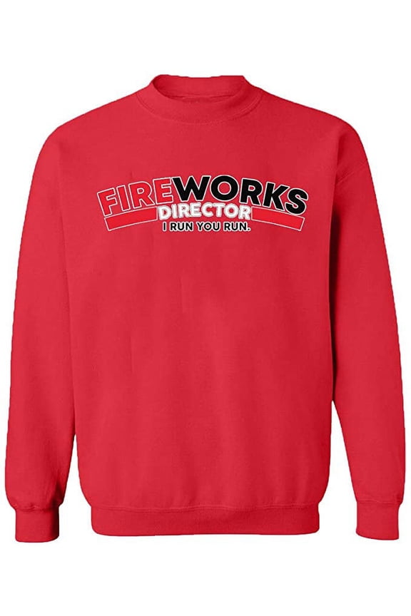 Unisex Crewneck Sweatshirt, Fire Work Director, Slim Fit, Long Sleeve Sweater - Red Large