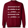 thumbnail image 1 of Unisex Crewneck Sweatshirt, Government is The Problem, Custom Sweater, Slim Fit, Long Sleeve Sweater - Cardinal Red Medium, 1 of 2