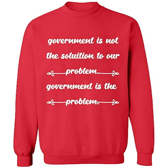 Unisex Crewneck Sweatshirt, Government is The Problem, Custom Sweater, Slim Fit, Long Sleeve Sweater - Red 2X-Large