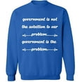 thumbnail image 1 of Unisex Crewneck Sweatshirt, Government is The Problem, Custom Sweater, Slim Fit, Long Sleeve Sweater - Royal Blue Large, 1 of 2