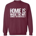 thumbnail image 1 of Unisex Crewneck Sweatshirt, Home is Where The Wifi Connect, Slim Fit, Long Sleeve Sweater - Maroon Large, 1 of 2
