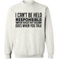 thumbnail image 1 of Unisex Crewneck Sweatshirt, I Can't Be Responsible For What, Slim Fit, Long Sleeve Sweater - White Medium, 1 of 2