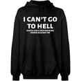 thumbnail image 1 of Unisex Crewneck Sweatshirt, I Can't Go To Hell, Slim Fit, Long Sleeve Sweater - Black Large, 1 of 2