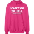 thumbnail image 1 of Unisex Crewneck Sweatshirt, I Can't Go To Hell, Slim Fit, Long Sleeve Sweater - Heliconia X-Large, 1 of 2
