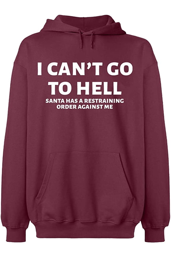 Unisex Crewneck Sweatshirt, I Can't Go To Hell, Slim Fit, Long Sleeve Sweater - Maroon Medium
