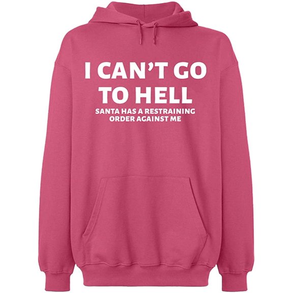 Unisex Crewneck Sweatshirt, I Can't Go To Hell, Slim Fit, Long Sleeve Sweater - Safety Pink Large