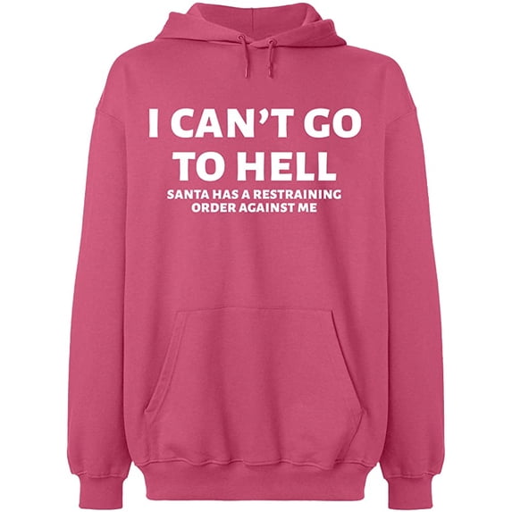Unisex Crewneck Sweatshirt, I Can't Go To Hell, Slim Fit, Long Sleeve Sweater - Safety Pink Small