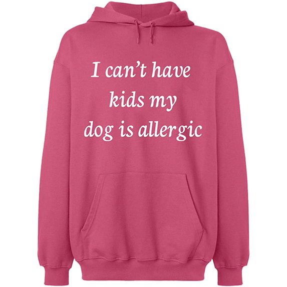 Unisex Crewneck Sweatshirt, I Can't Have Kids My Dod is Allergic, Slim Fit, Long Sleeve Sweater - Safety Pink Medium