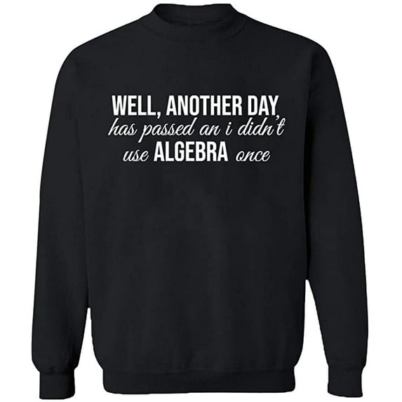 Unisex Crewneck Sweatshirt, I Didn't Use Algebra Once, Slim Fit, Long Sleeve Sweater - Black 2X-Large