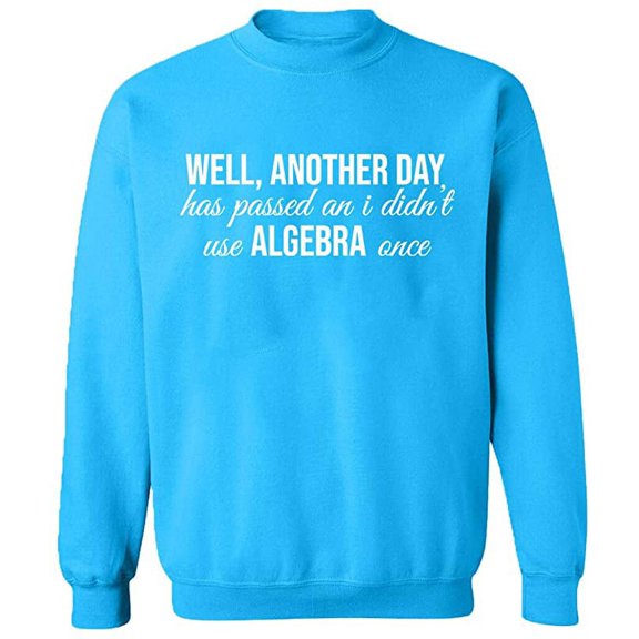 Unisex Crewneck Sweatshirt, I Didn't Use Algebra Once, Slim Fit, Long Sleeve Sweater - Sapphire Small