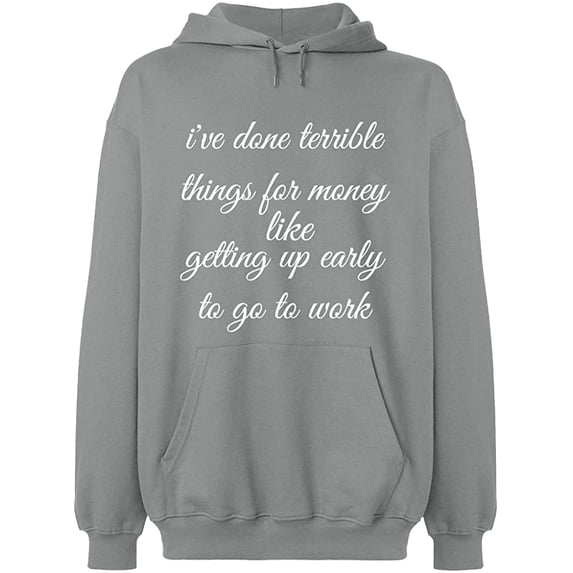 Unisex Crewneck Sweatshirt, I Have Done Terrible Things For Money, Slim Fit, Long Sleeve Sweater - Sport Grey Medium