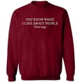 thumbnail image 1 of Unisex Crewneck Sweatshirt, I Like About People Their Dogs, Custom Sweater, Slim Fit, Long Sleeve Sweater - Cardinal Red 2X-Large, 1 of 2