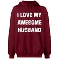 thumbnail image 1 of Unisex Crewneck Sweatshirt, I Love My Awesome Husband, Slim Fit, Long Sleeve Sweater - Cardinal Red Medium, 1 of 2