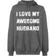thumbnail image 1 of Unisex Crewneck Sweatshirt, I Love My Awesome Husband, Slim Fit, Long Sleeve Sweater - Graphite Heather 2X-Large, 1 of 2