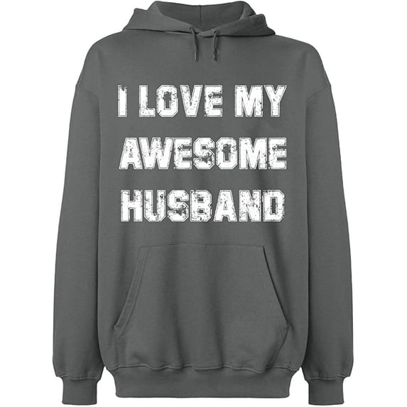 Unisex Crewneck Sweatshirt, I Love My Awesome Husband, Slim Fit, Long Sleeve Sweater - Graphite Heather 2X-Large