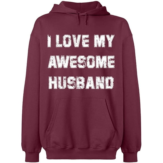Unisex Crewneck Sweatshirt, I Love My Awesome Husband, Slim Fit, Long Sleeve Sweater - Maroon Small