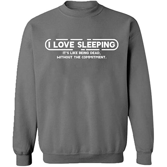 Unisex Crewneck Sweatshirt,I Love Sleeping, Custom Sweater, Slim Fit, Long Sleeve Sweater - Graphite Heather Large