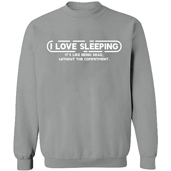 Unisex Crewneck Sweatshirt,I Love Sleeping, Custom Sweater, Slim Fit, Long Sleeve Sweater - Sport Grey 3X-Large