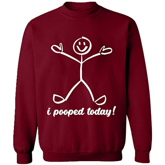 Unisex Crewneck Sweatshirt, I Pooped Today, Slim Fit, Long Sleeve Sweater - Cardinal Red 2X-Large