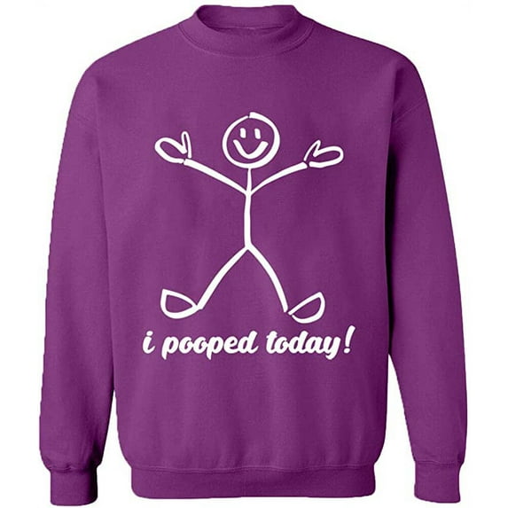 Unisex Crewneck Sweatshirt, I Pooped Today, Slim Fit, Long Sleeve Sweater - Purple 3X-Large