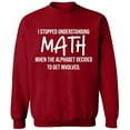thumbnail image 1 of Unisex Crewneck Sweatshirt, I Stopped Understanding Math, Slim Fit, Long Sleeve Sweater - Antiquee Cherry Large, 1 of 2