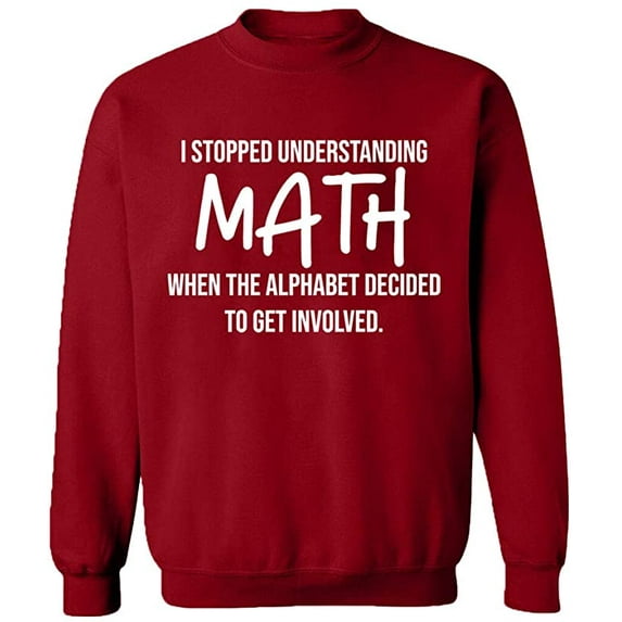 Unisex Crewneck Sweatshirt, I Stopped Understanding Math, Slim Fit, Long Sleeve Sweater - Antiquee Cherry Large