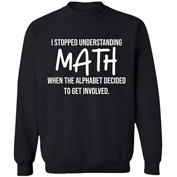 Unisex Crewneck Sweatshirt, I Stopped Understanding Math, Slim Fit, Long Sleeve Sweater - Black Large