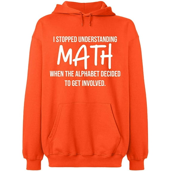 Unisex Crewneck Sweatshirt, I Stopped Understanding Math, Slim Fit, Long Sleeve Sweater - Orange 2X-Large