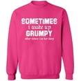 thumbnail image 1 of Unisex Crewneck Sweatshirt, I Wake Up Grumpy, Slim Fit, Long Sleeve Sweater - Heliconia Medium, 1 of 2