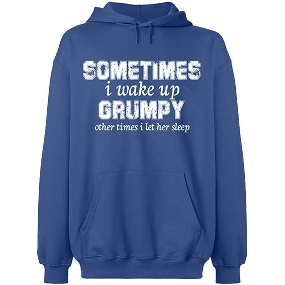 Unisex Crewneck Sweatshirt, I Wake Up Grumpy, Slim Fit, Long Sleeve Sweater - Indigo Blue 2X-Large
