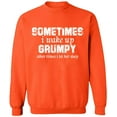 thumbnail image 1 of Unisex Crewneck Sweatshirt, I Wake Up Grumpy, Slim Fit, Long Sleeve Sweater - Orange Small, 1 of 2