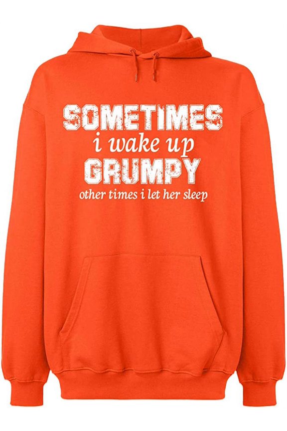 Unisex Crewneck Sweatshirt, I Wake Up Grumpy, Slim Fit, Long Sleeve Sweater - Orange Small