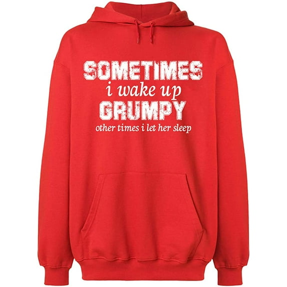 Unisex Crewneck Sweatshirt, I Wake Up Grumpy, Slim Fit, Long Sleeve Sweater - Red 3X-Large