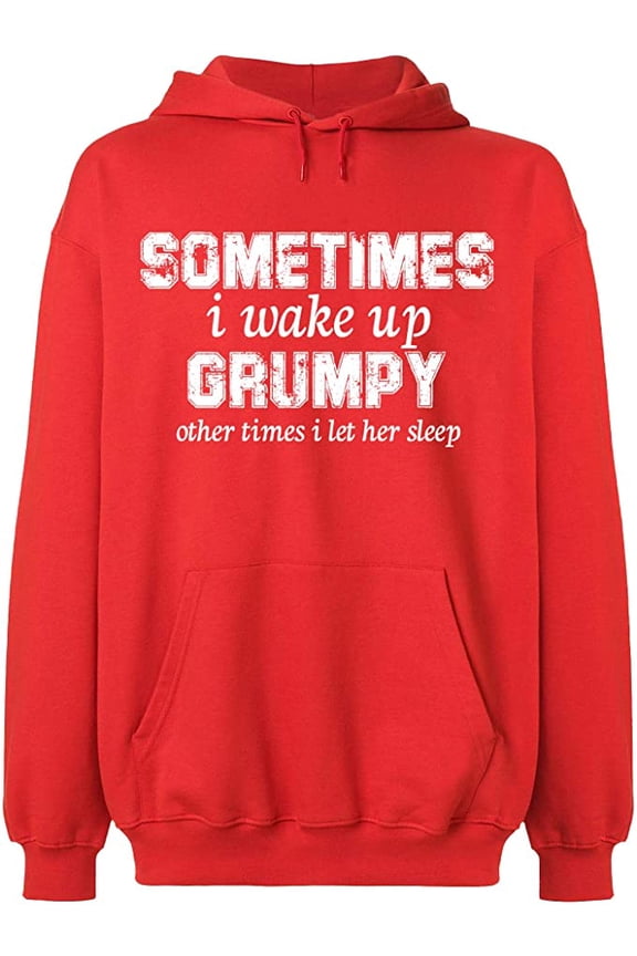 Unisex Crewneck Sweatshirt, I Wake Up Grumpy, Slim Fit, Long Sleeve Sweater - Red Small